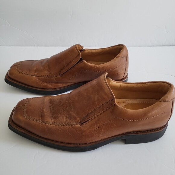 Bostonian Leather Dress Shoes Mens Size 9.5 Loafer Slip On Flexible Top Tan - Picture 1 of 16